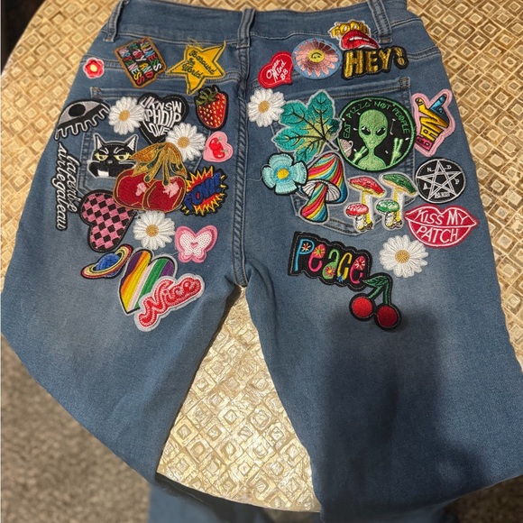 AKIRA Colorful Patchwork Boot Cut Jeans - Picture 3 of 6